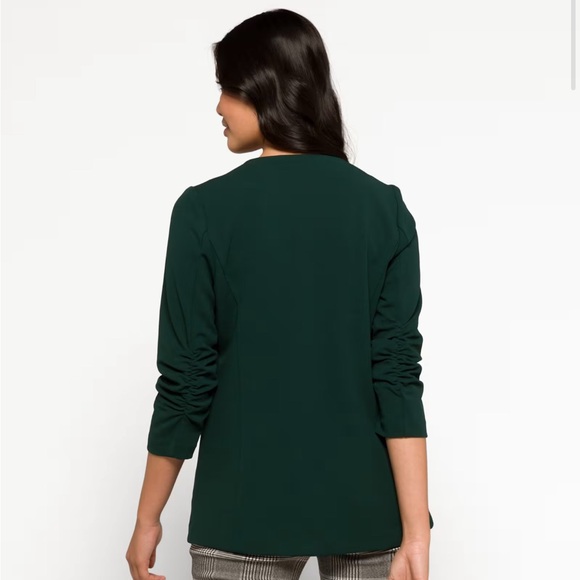 Skies are Blue Raja Collarless Longline Blazer Size Medium Dark Green - Picture 4 of 10